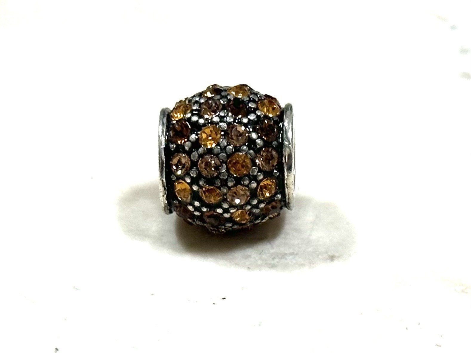 Brighton Crystal Voyage Bead Silver Topaz Brown Orange Bead