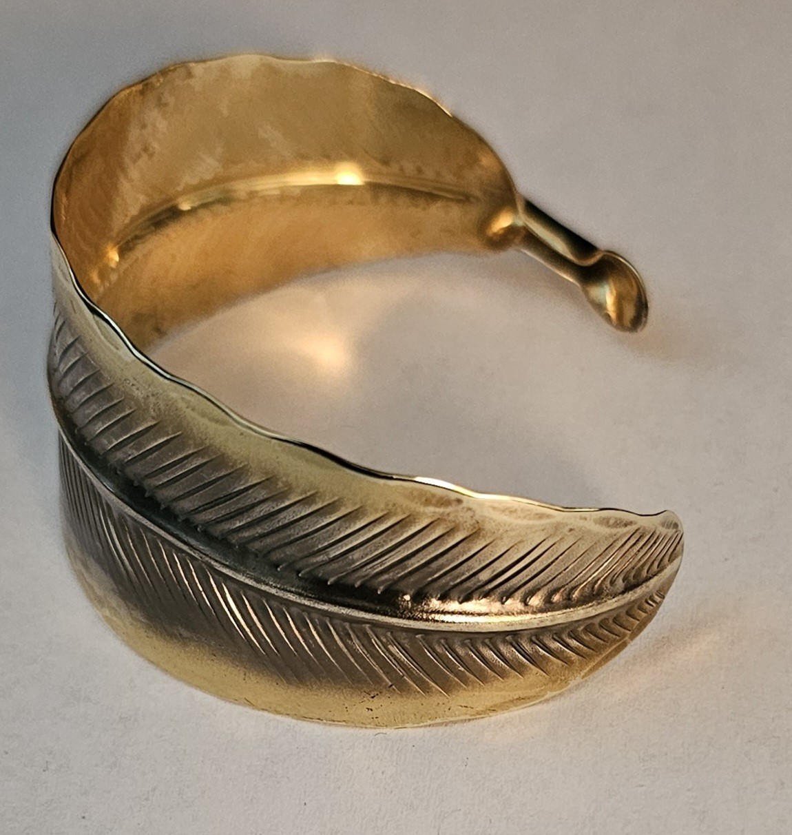 Stuart Nye Brass Feather Cuff Bracelet
