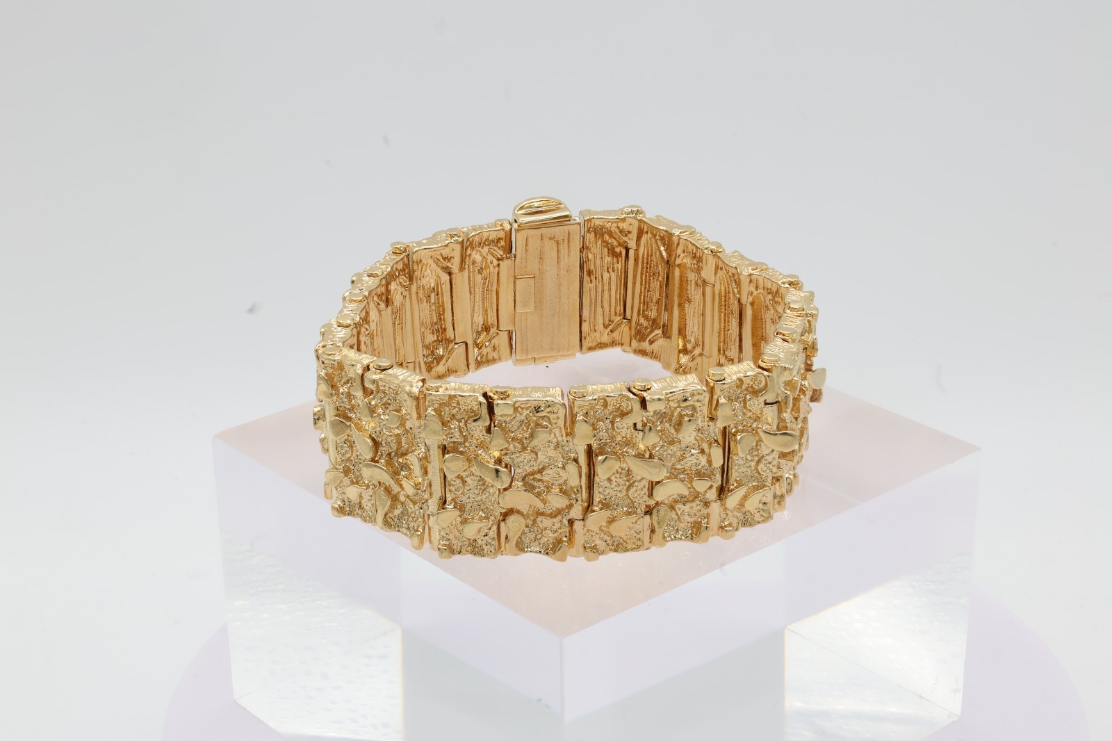 Large Gold Nugget Bracelet, 22mm Gold Nugget Bracelet, 14k Heavy Plated Gold