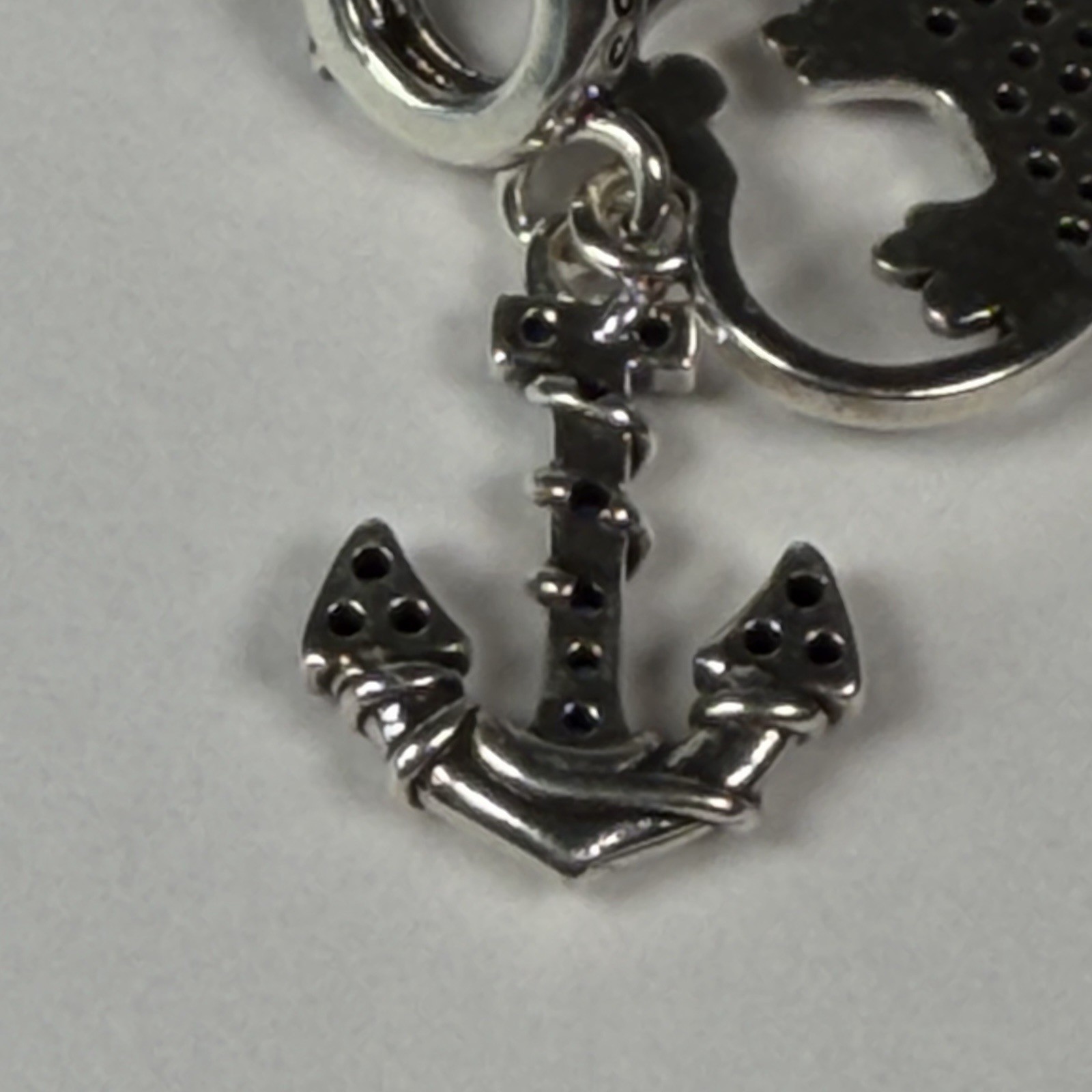 S925 Silver Anchor & Heart Dangle Charm Sea Theme