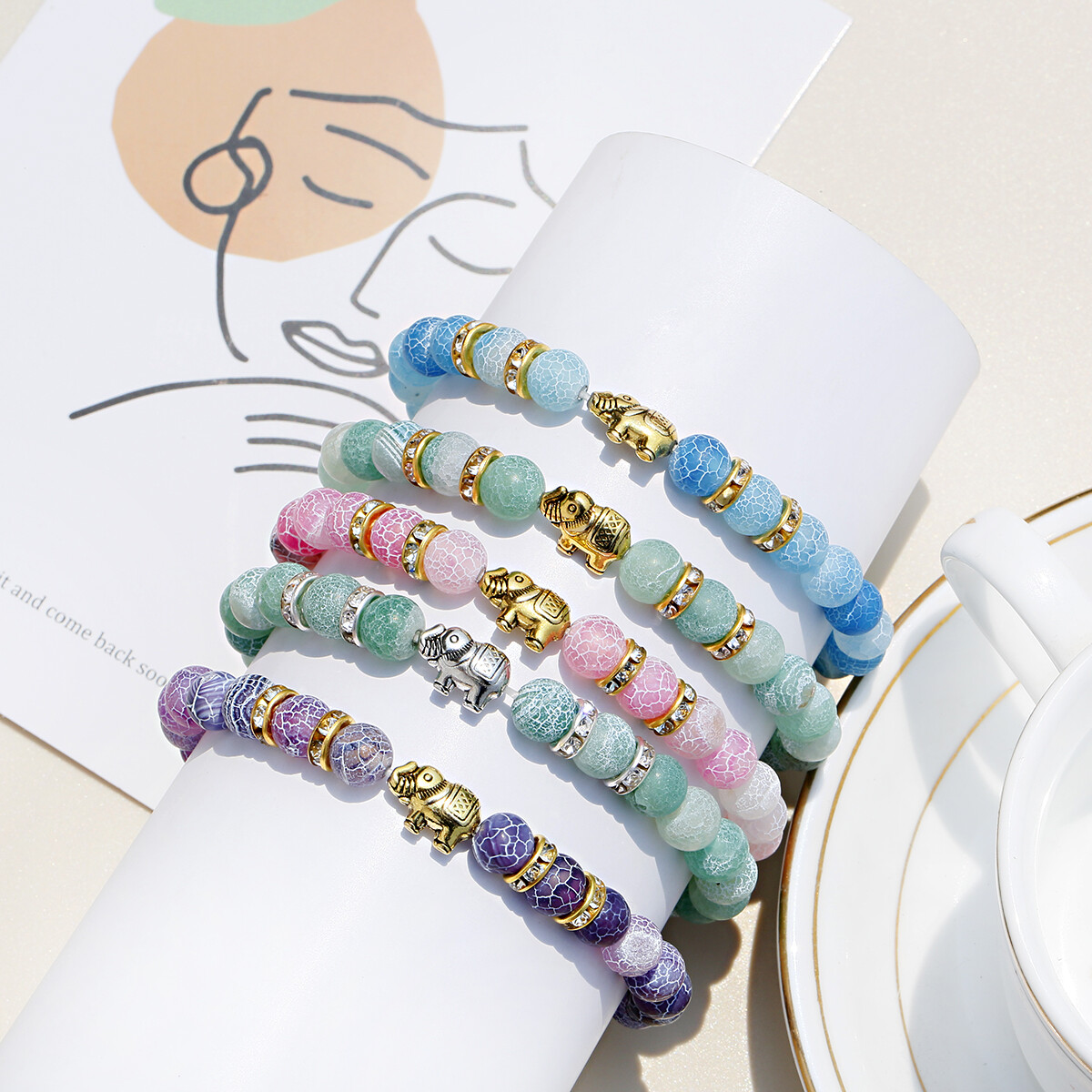 Natural Weathered Stone Bead Yoga Energy Healing Bracelet Men Women Jewelry