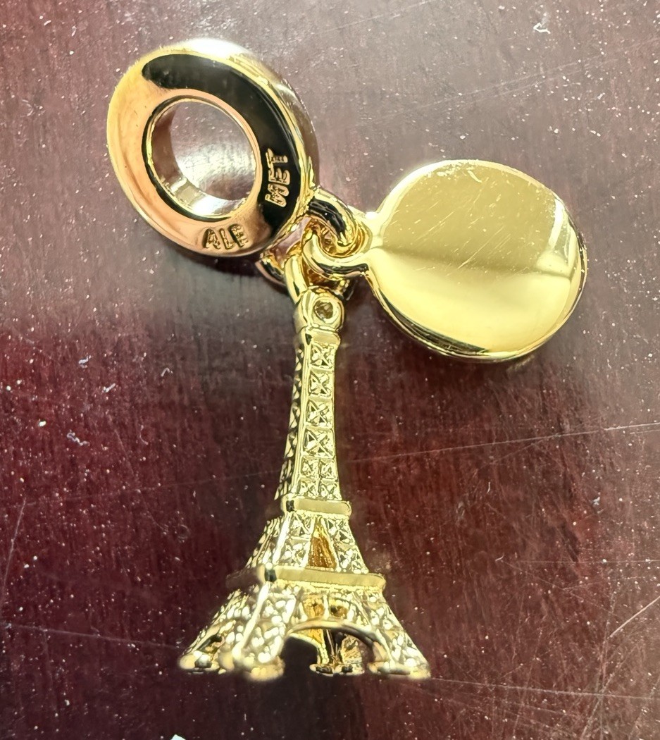 Pandora Paris Eiffel Tower Diamond Double Dangle Charm France Exclusive AUTH NEW
