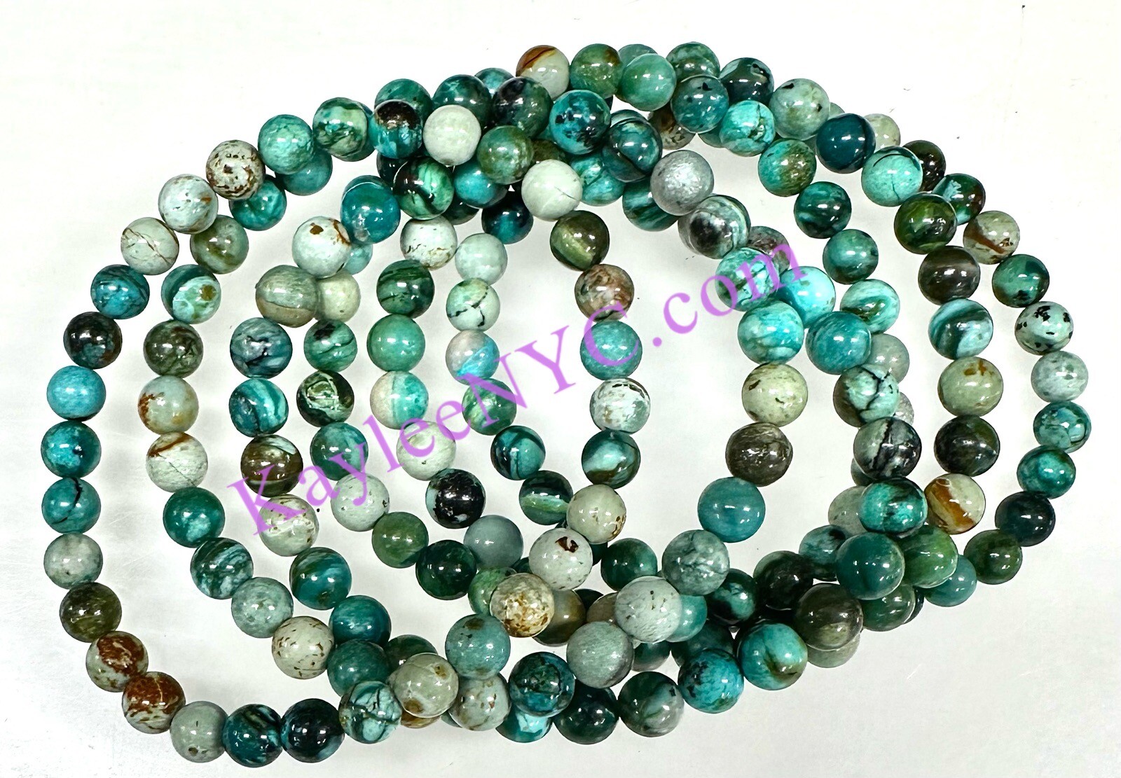 Wholesale 6 Pcs Natural Blue Opal 6mm 7.5” Crystal Healing Stretch Bracelet