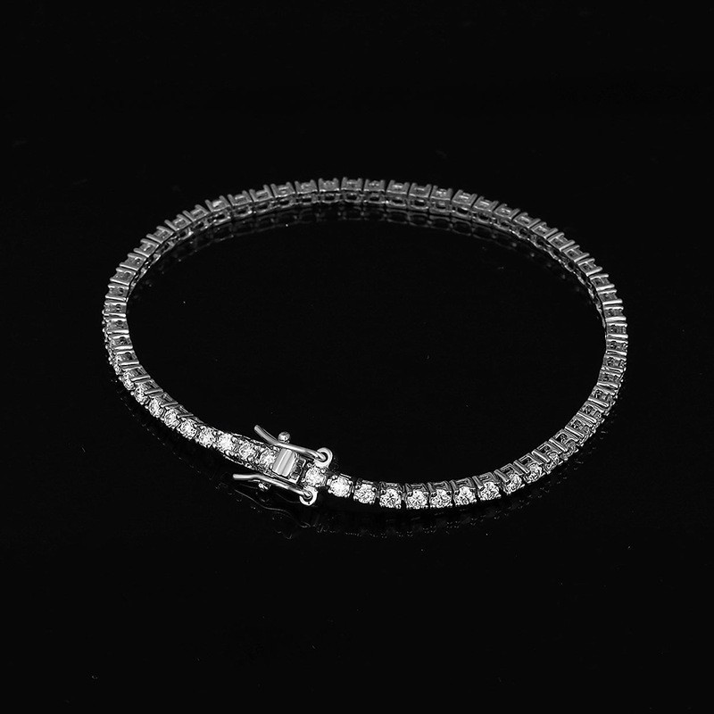 2mm VVS1 Round Cut Moissanite Tennis Chain Bracelet 925 Silver Pass Test Unisex