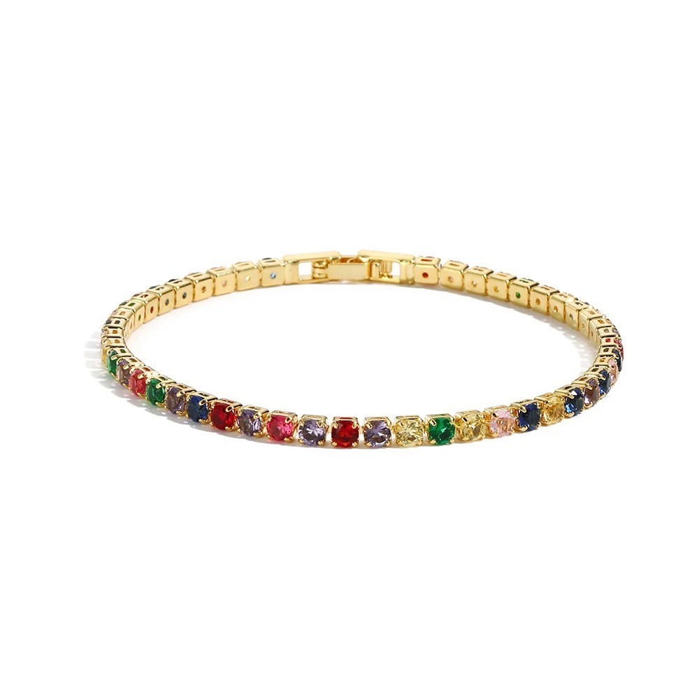3MM Multicolour CZ Tennis Bracelet Women/Men Waterproof Birthstone Jewelry Gift