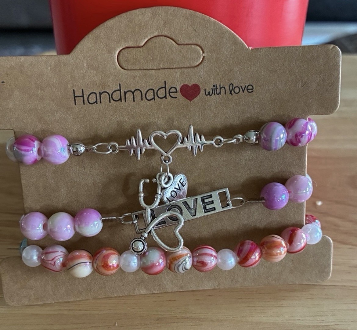 Handmade Multicolor Beaded Bracelet Set – Love Charm