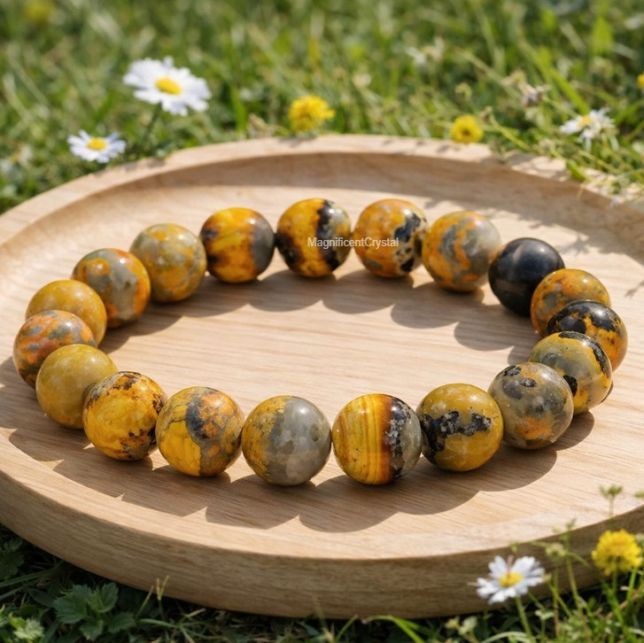 High Quality Bumblebee Yellow Jasper Stretch Bracelet Healing Energy Jewelry