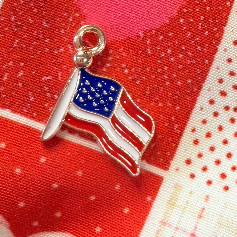 Enamel Charm DIY USA American Flag Waving Charm America 250 Years Jewelry Making