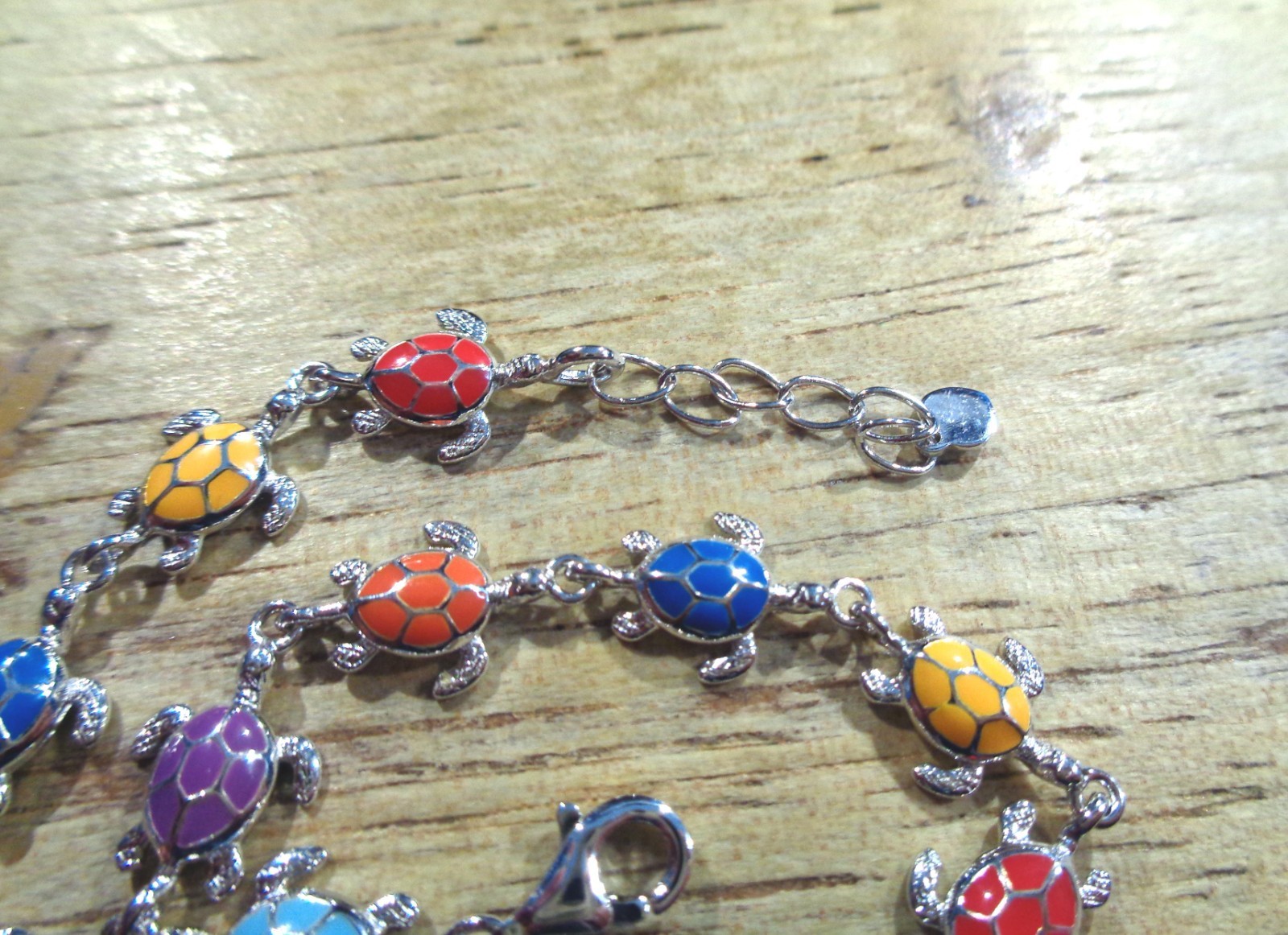 8.5MM RHODIUM 925 STER SILVER INLAID MIXED ENAMEL HAWAIIAN HONU TURTLE BRACELET