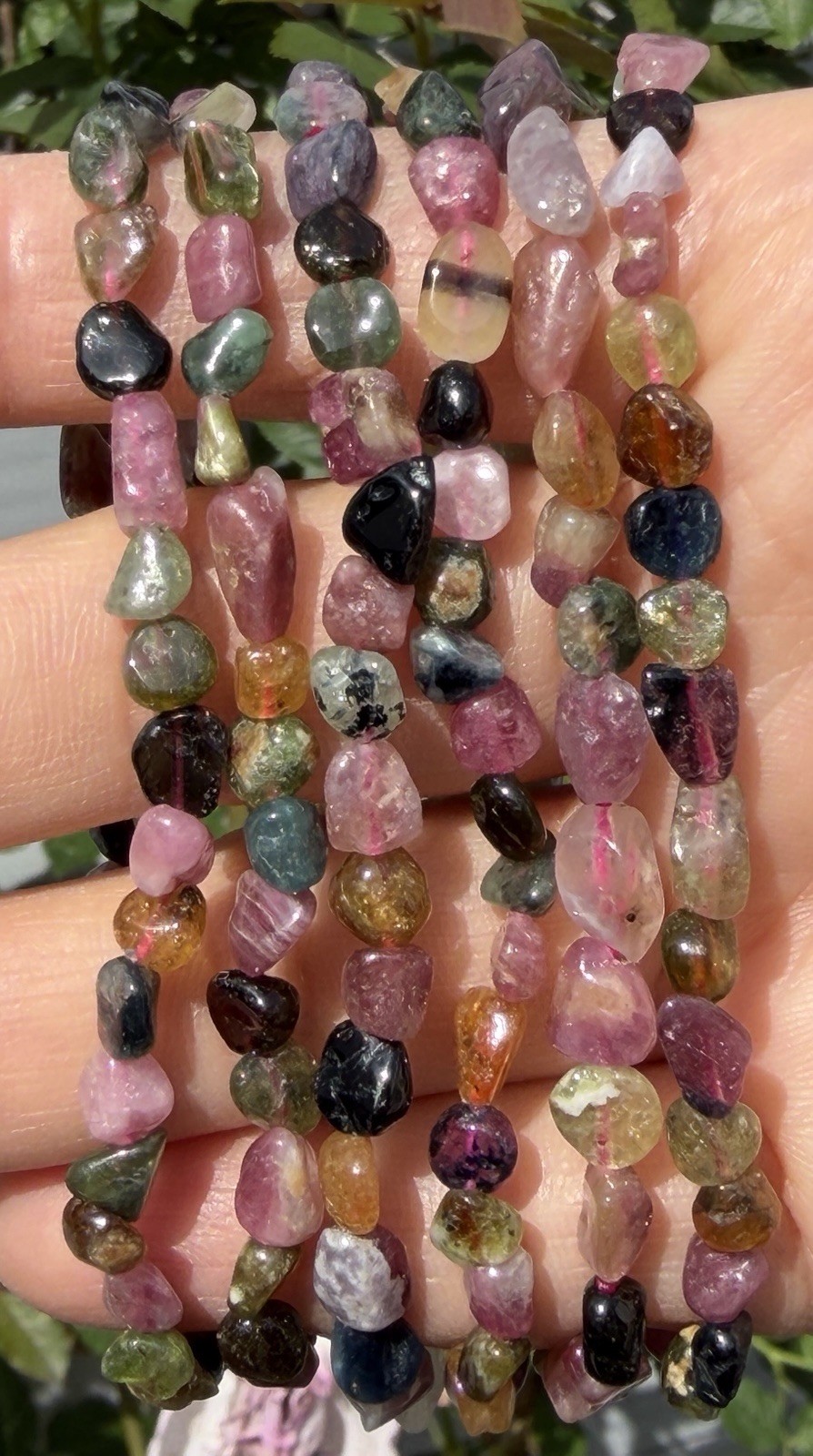 Wholesale 6 Pcs ~6mm Watermelon Tourmaline Tumble Stretch Bracelet Natural