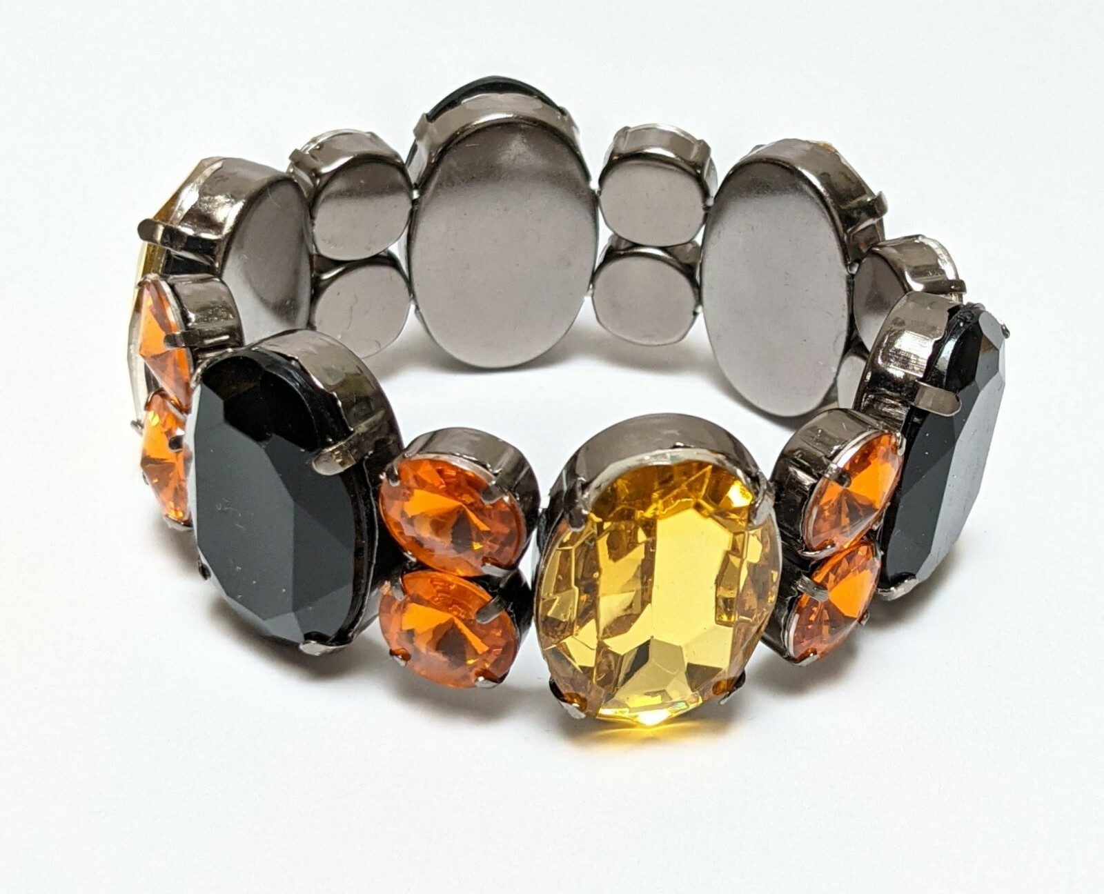 Brown Orange Bracelet Fall Harvest Acrylic Bling Bling Beaded Stretch Bracelet