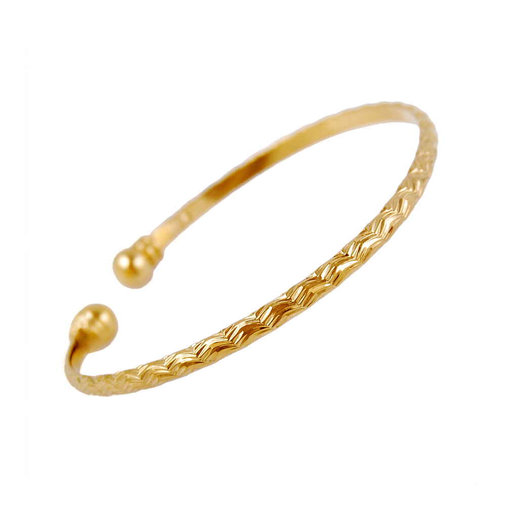 18K Gold Plated Brass Torque Cuff Bangle Bracelet 60mm P282