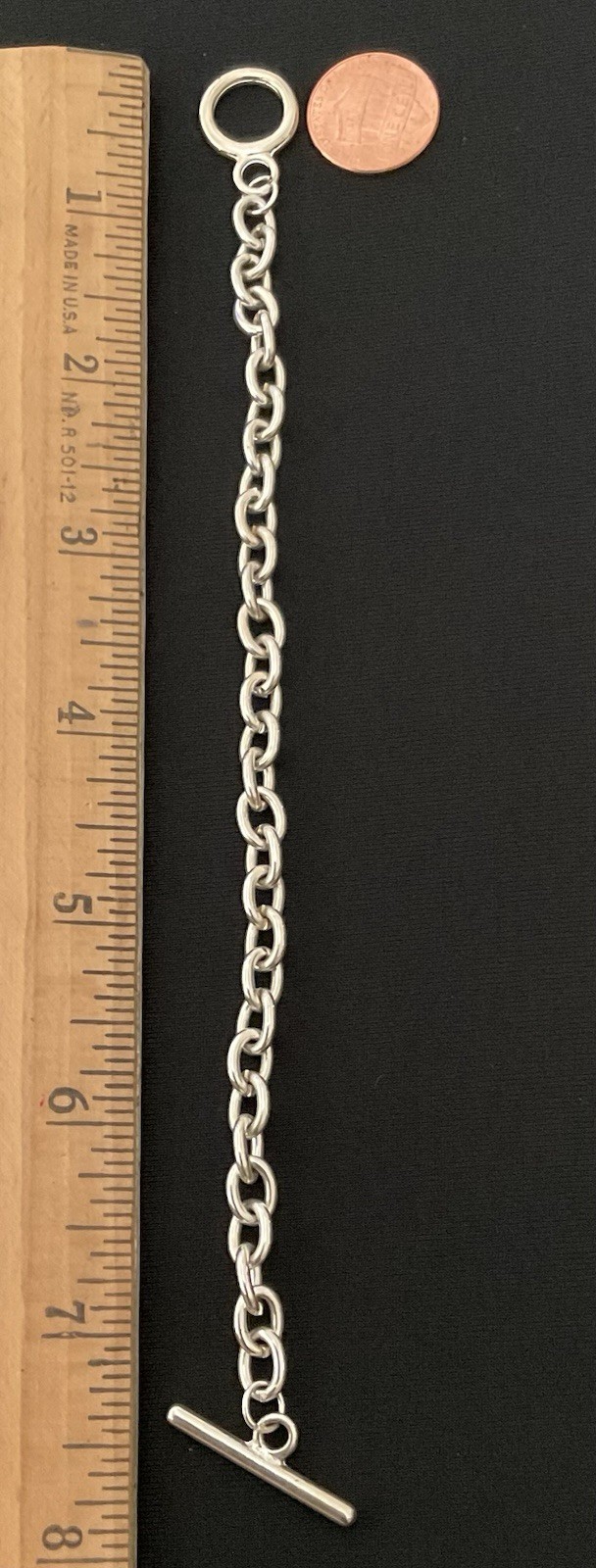 Silver Tone Thick Link Chain 7.5” Toggle Bracelet + (BONUS) 22 Charms!
