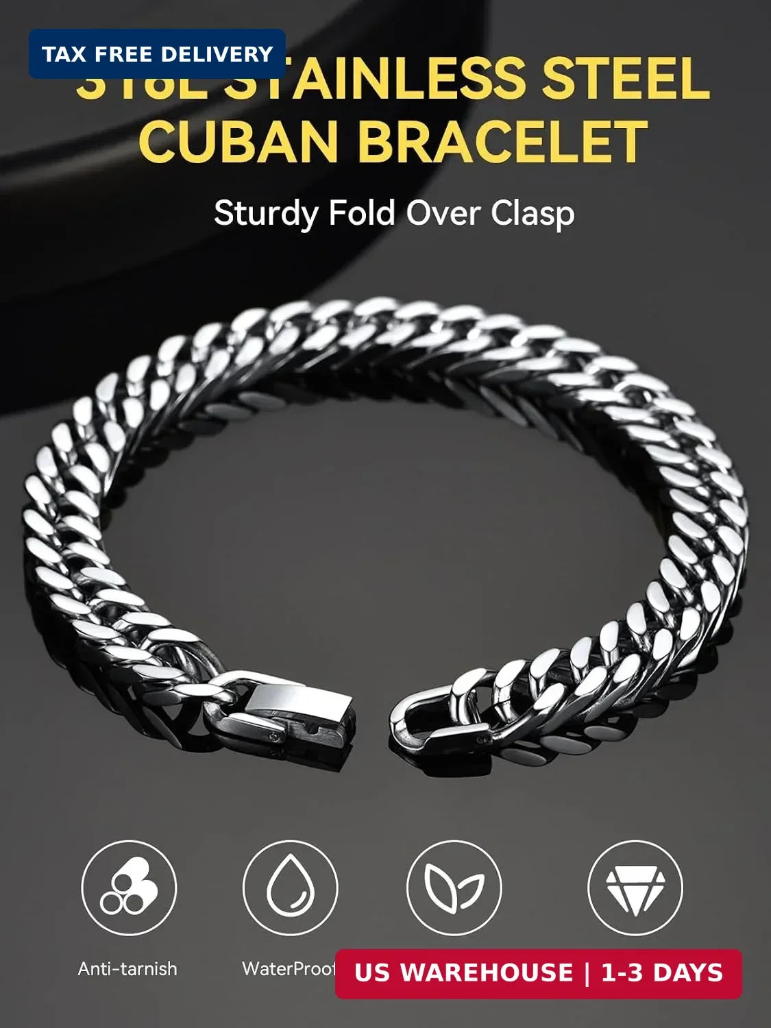 ChainsHouse Cuban Link Chain Bracelet Anniversary Birthday Valentines Father’s D