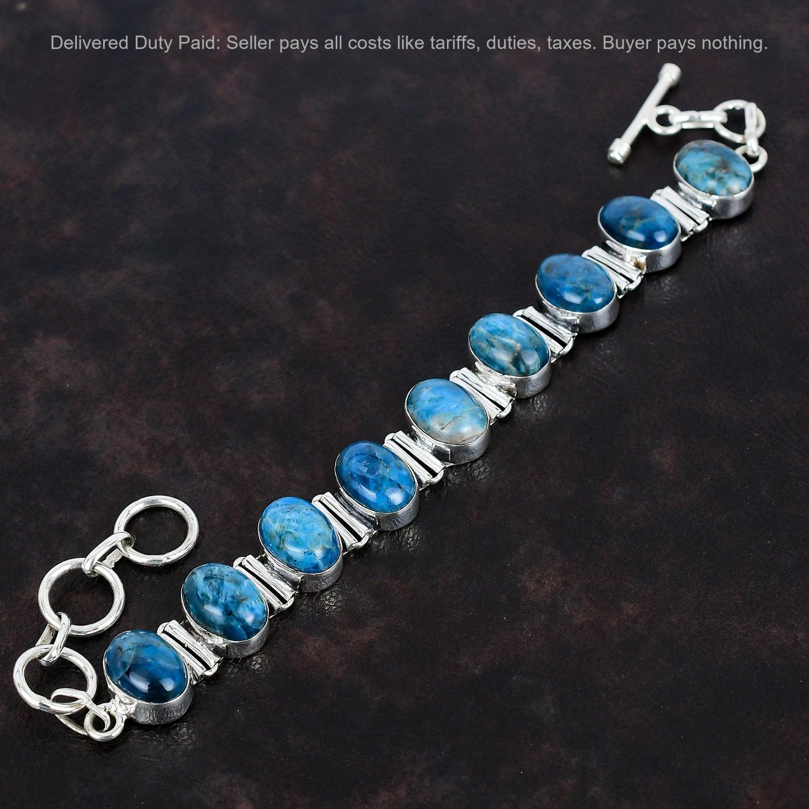 Oval Neon Apatite Stone Bezel Birthday Chain Daughter Trendy Bracelet 925 Silver