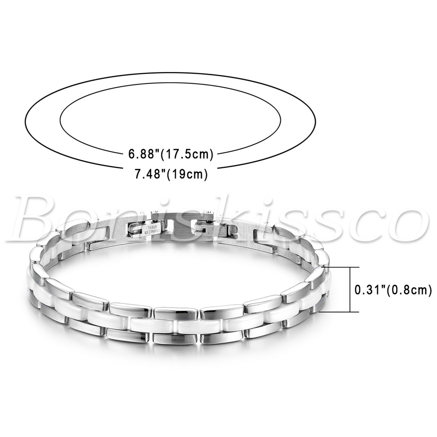 Women’s Girls Charm Stainless Steel Ceramic Bracelet Healthy Chain Link Gift