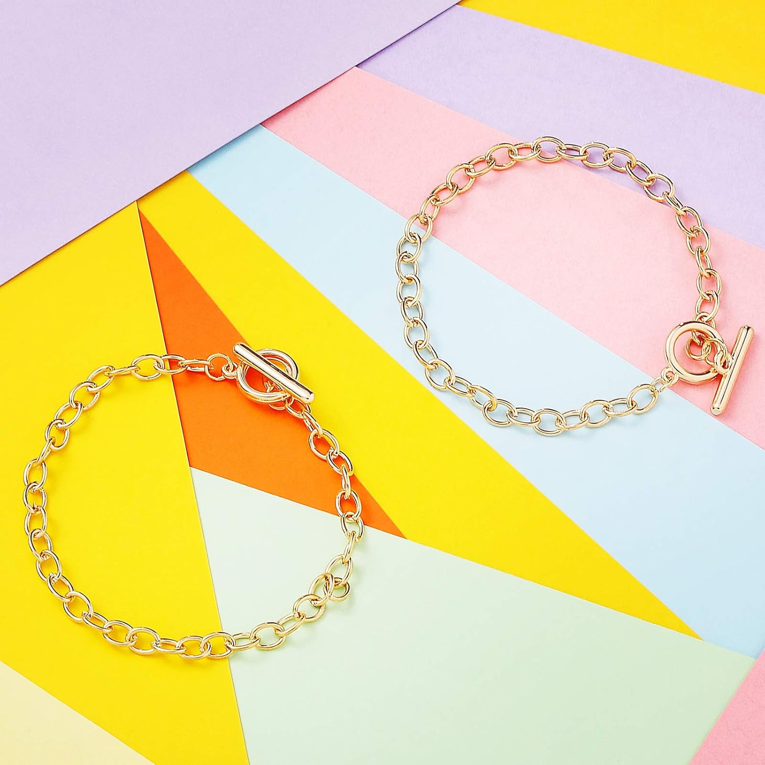 45 Pieces Bracelet Chains with OT Toggle Clasp Stainless Steel Bracelet Link Cha