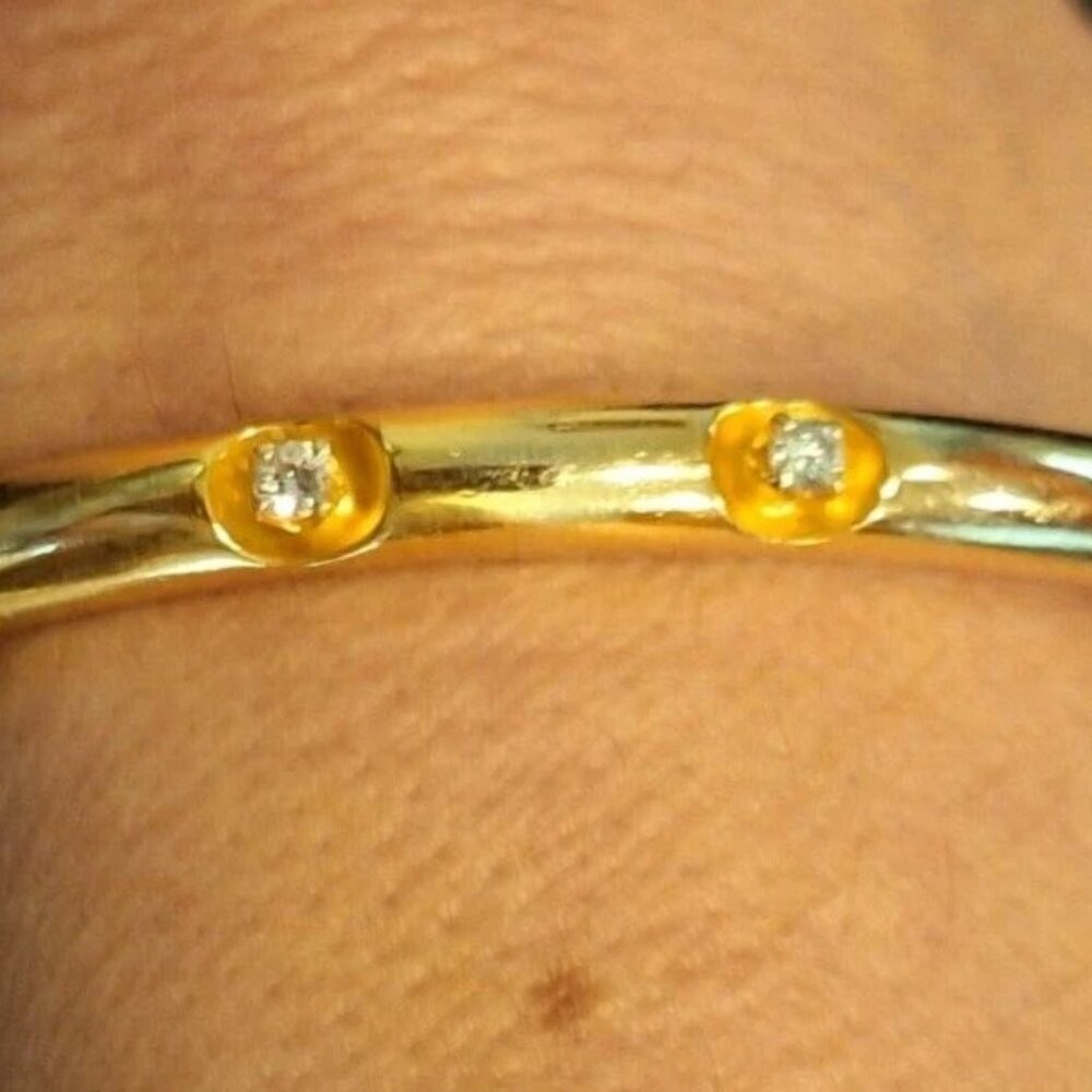 VINTAGE~14K YELLOW GOLD~DIAMOND~BANGLE BRACELET~GREAT CONDITION