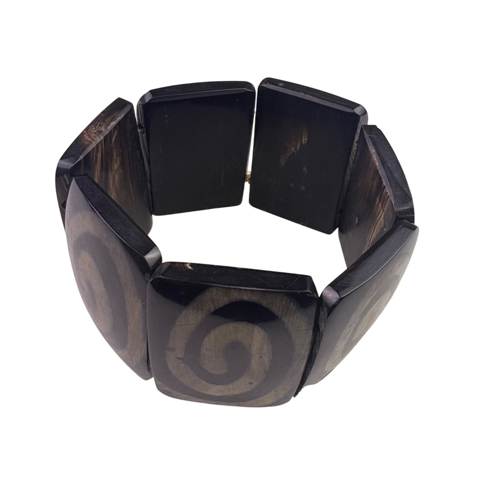 Pagins Unisex Brown Acrylic Spiral Wide Elastic Bracelet Adjustable Tribal Desig