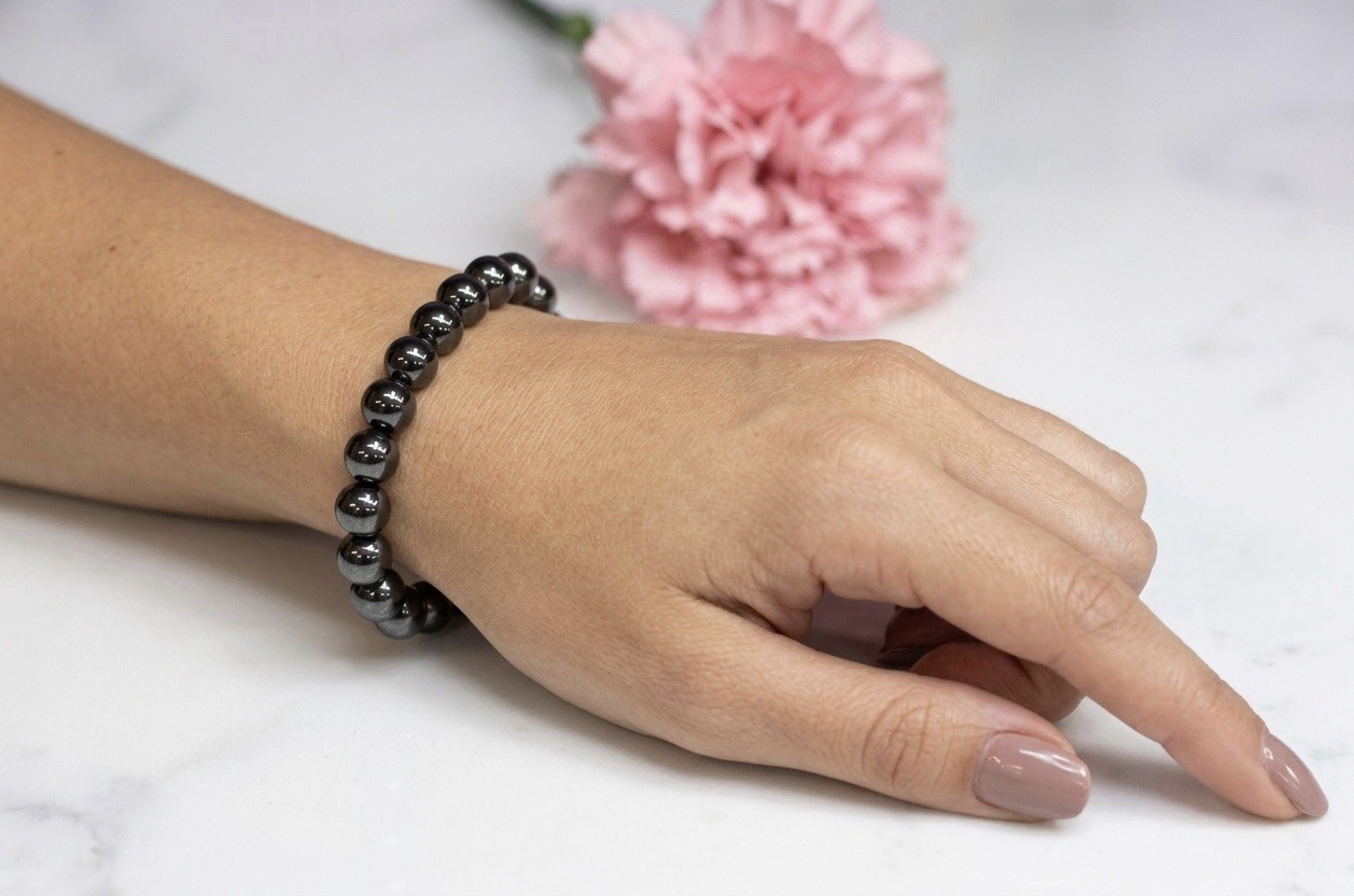 Wholesale Lot 6 Pcs Natural Hematite 8mm 7.5” Crystal Healing Stretch Bracelet