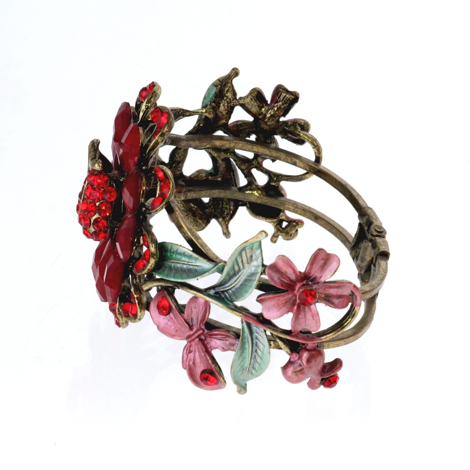 Red Fashion Crystal Ladybug and Flower Bracelet Bangle Cuff New