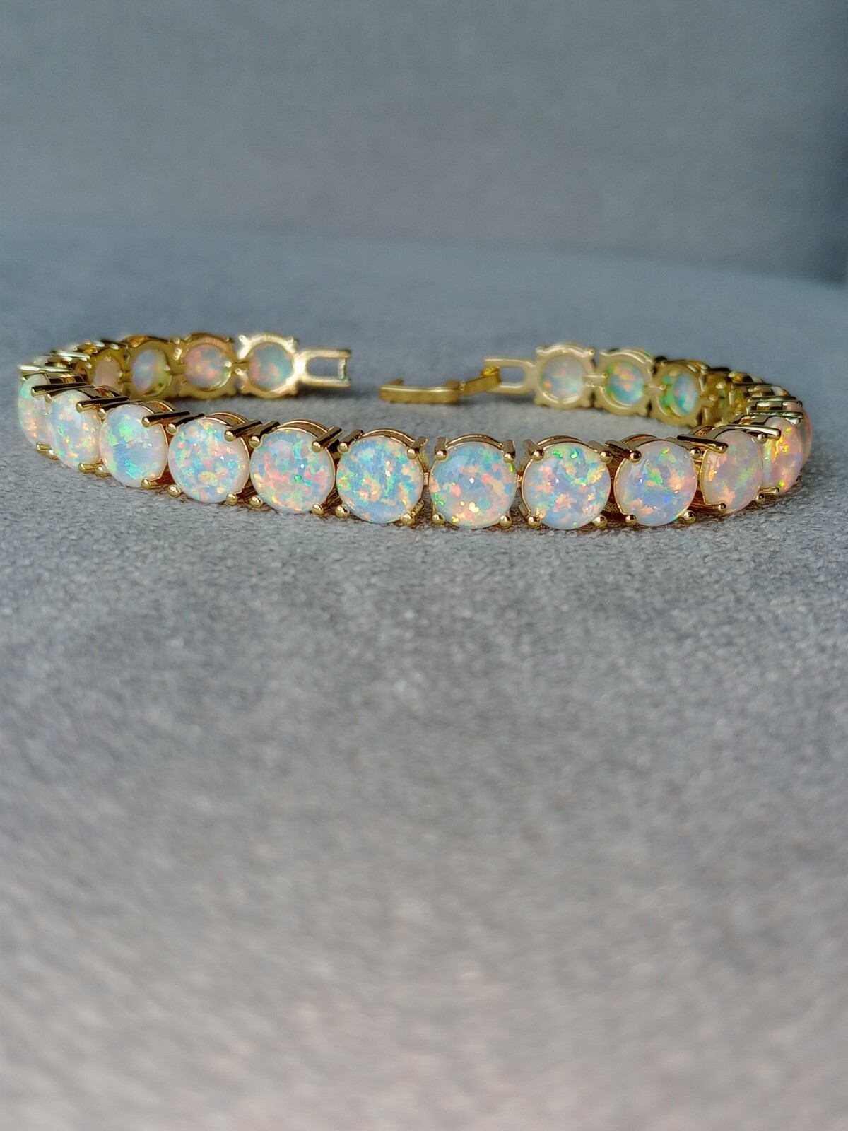 Gold Blue Opal Tennis Bracelet | Opal Bracelet | Opal | October Birthstone