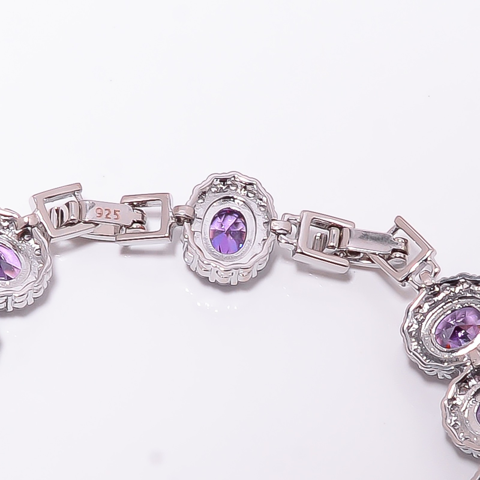 Purple Amethyst, CZ 925 Sterling Silver Adjustable Bracelet 7-8″ B141812