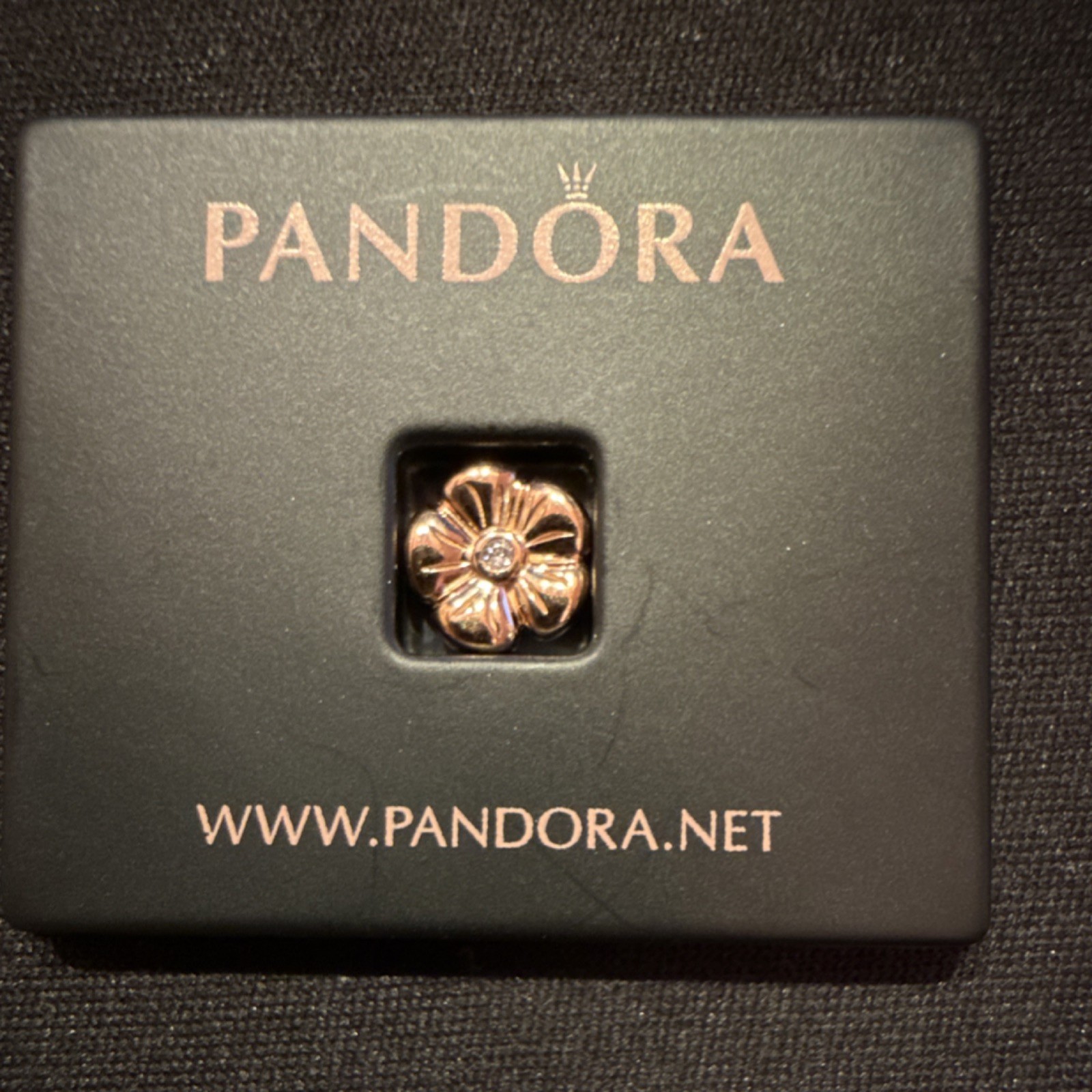 Pandora Rose Gold Plated Flower Charm Bead 797215 Cubic Zirconia White/Colorless