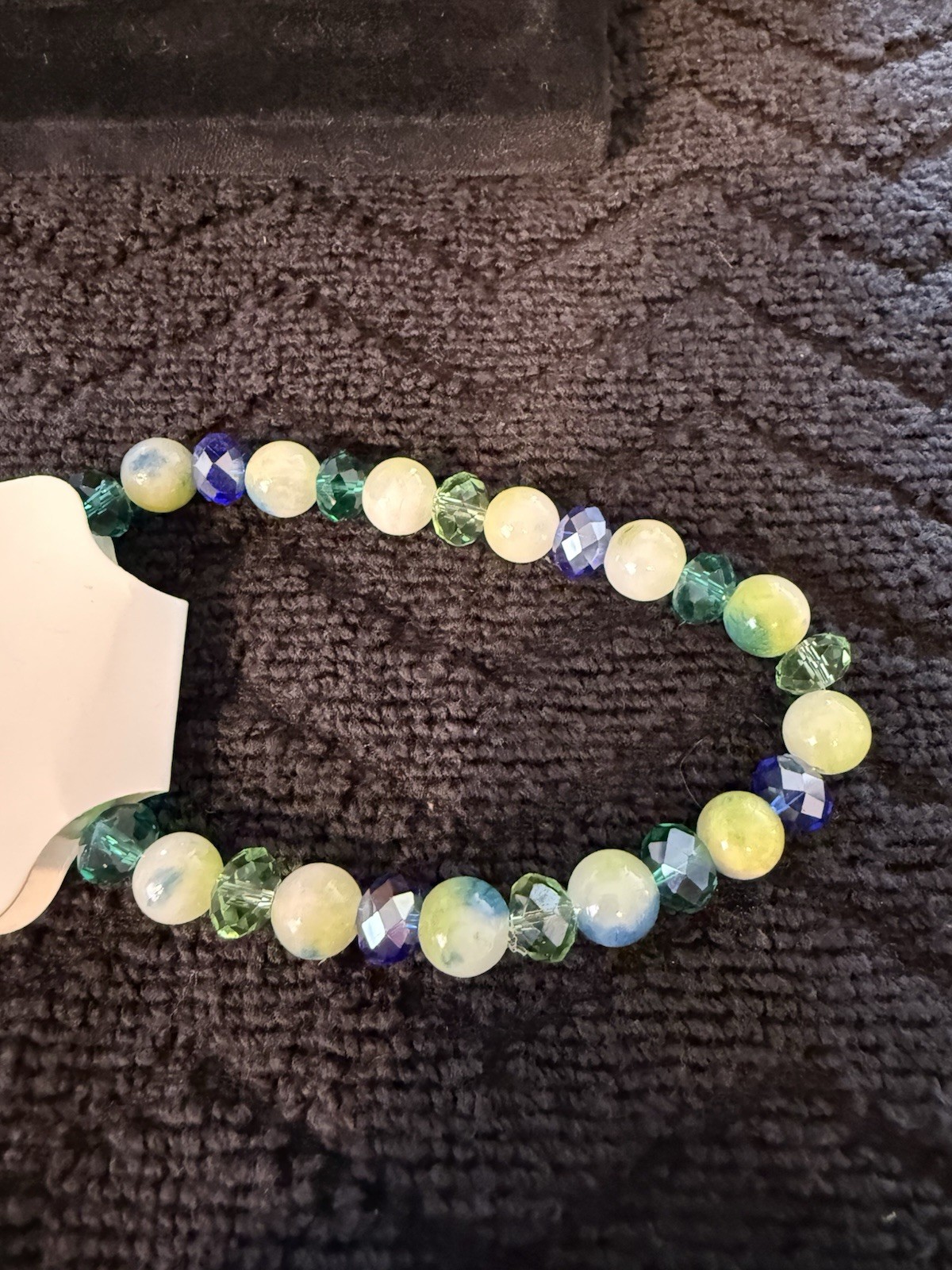 Lot Of 8 – Blues & Greens Beaded Stretch Bracelets 6” To 7.5”