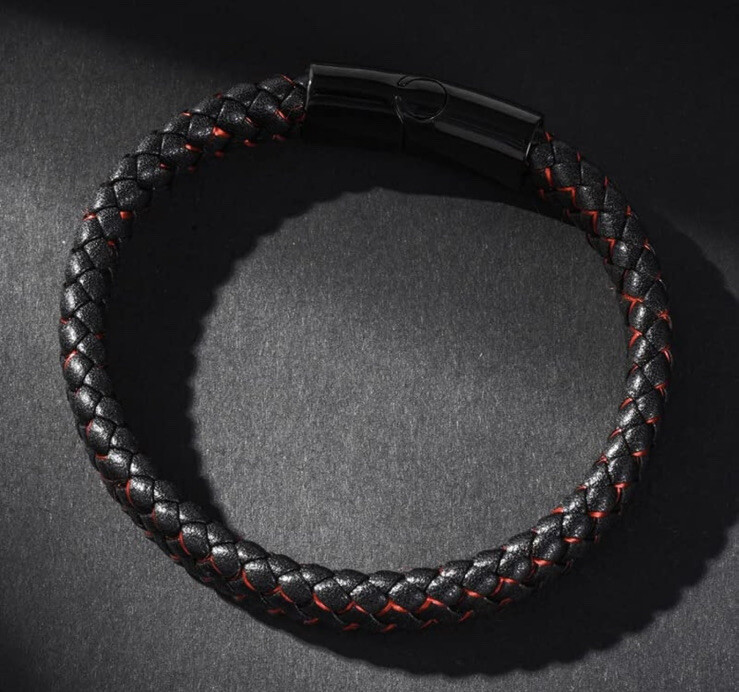 MRBRON Black woven leather bracelet temperament male unisex wristband