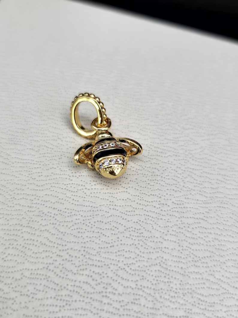 Authentic Pandora Shine Queen Bee Moment shine Dangle Charm
