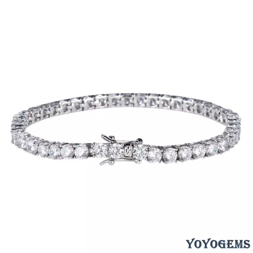 7′ Inch Long Tennis Wedding Bracelet Solid 14K White Gold 6 CT Round Cut For Her