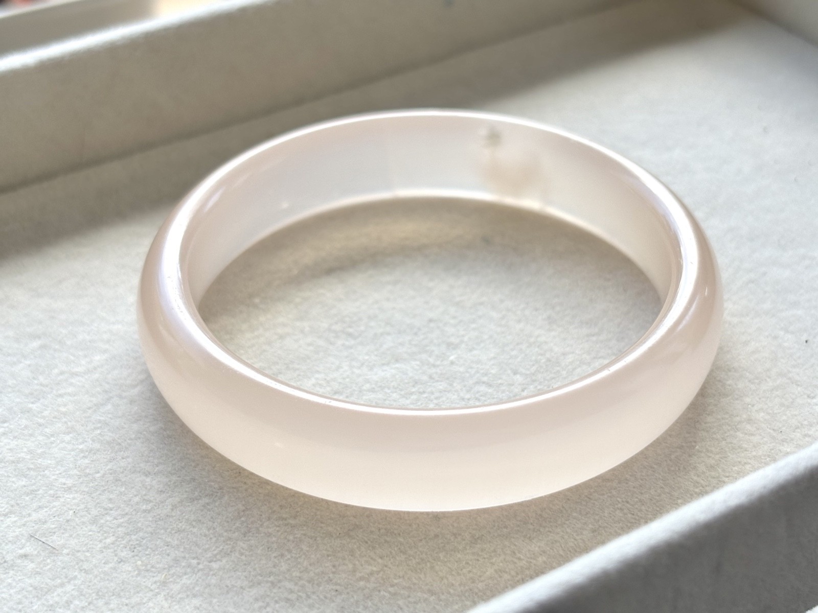 58mm Natural Soft Pink Calcite Bangle Bracelet High Luster Gemstone Jewelry