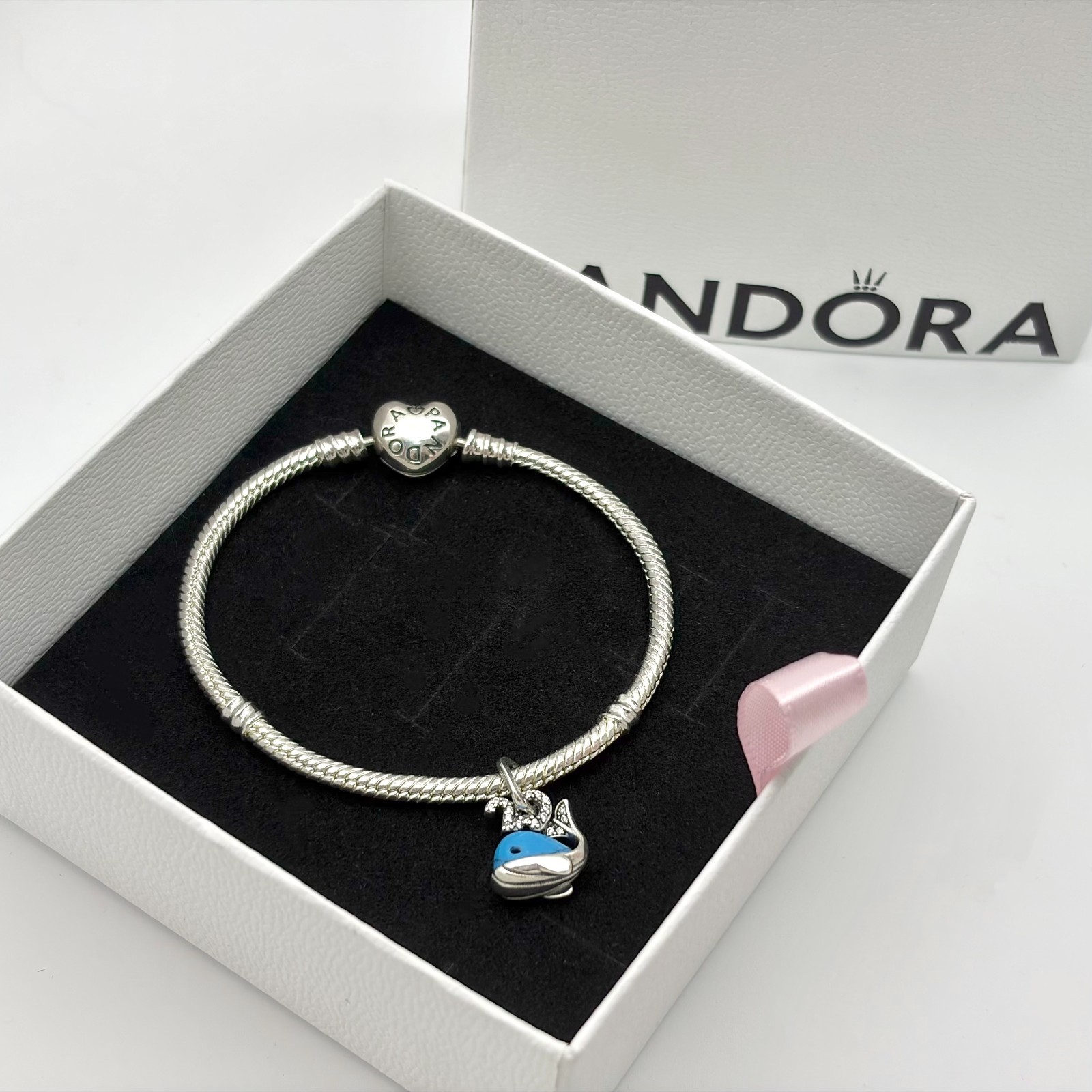 100% NEW Pandora #793822C01 Turquoise Whale Dangle Charm WITH BOX