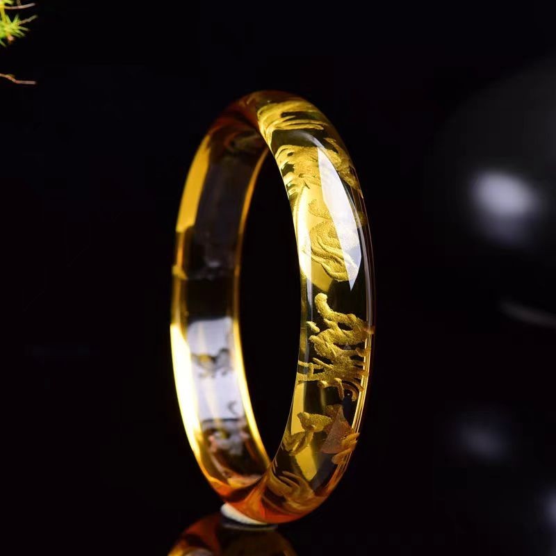 Natural Yellow Citrine Transparent Crystal Chinese Zodiac Bracelet