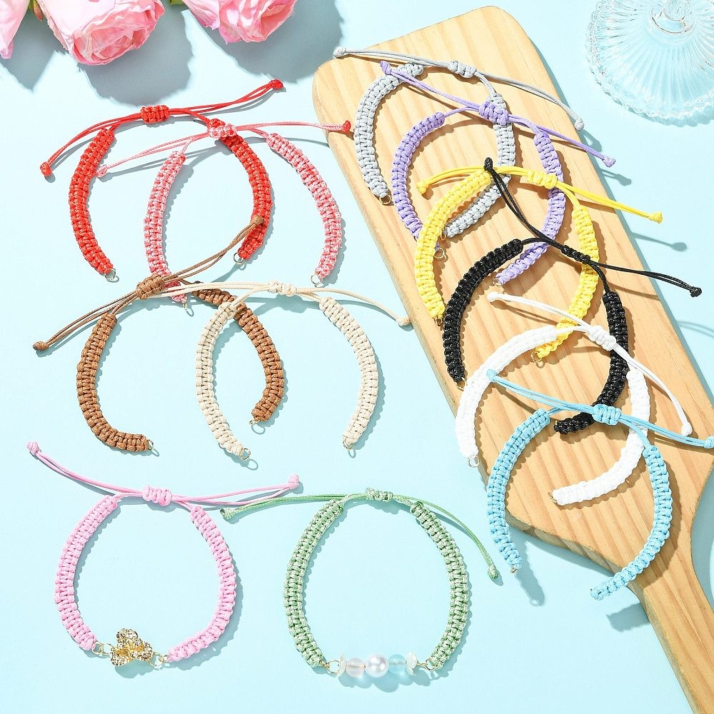 12x Blank Waxed Polyester Cord Bracelet Making w/Jump Ring for Bracelets Jewelry