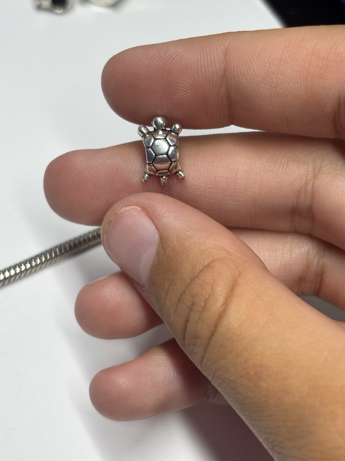 Turtle Charm Bead Silver Tone Fits Snake Chain Charm Bracelet Unbranded