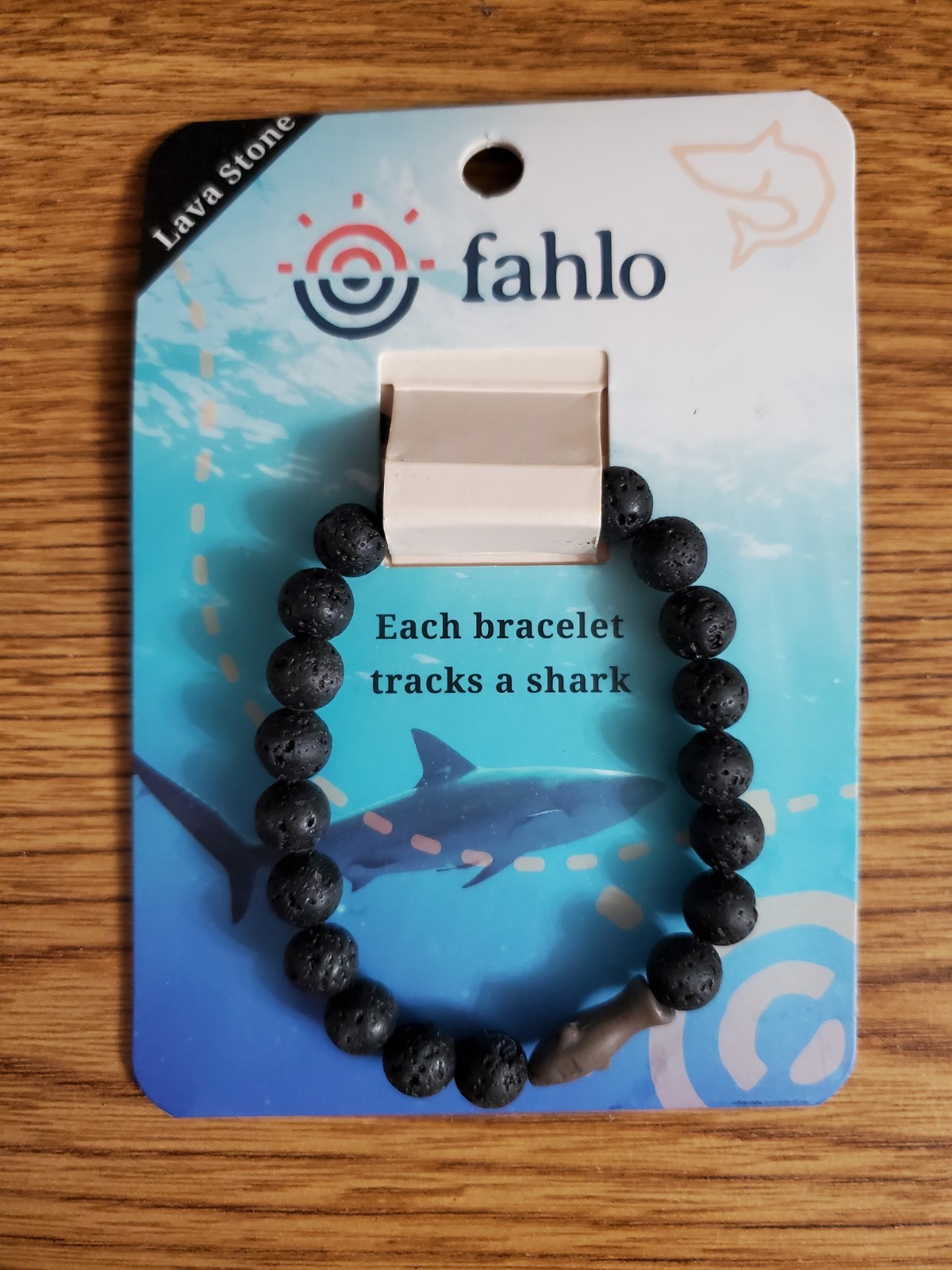 Fahlo Animal Tracking Bracelet New Sealed QR Code Shark Lava Stone