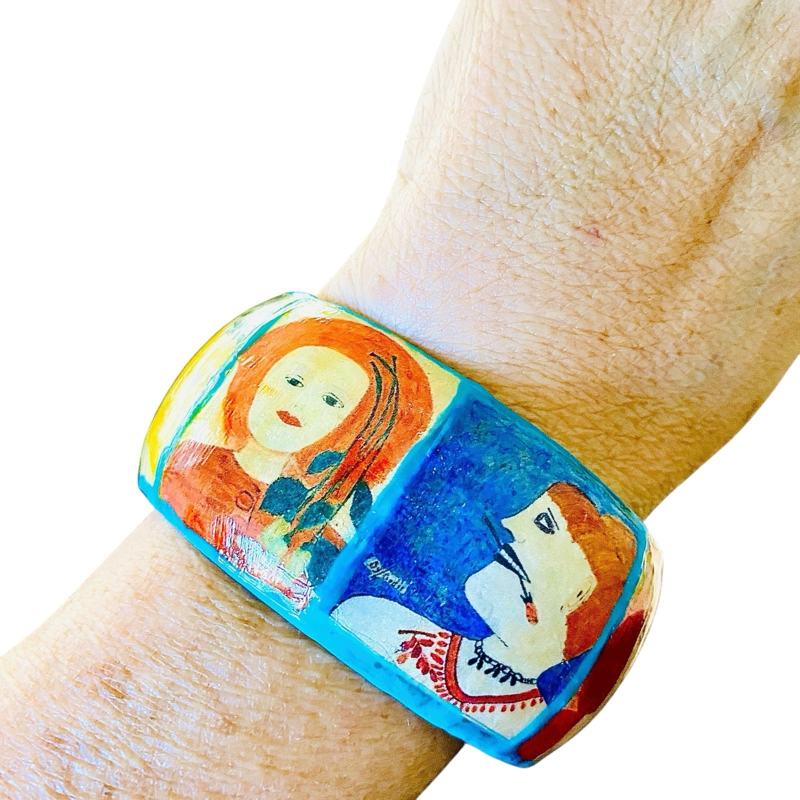 Handmade Artist L.eeGodie By Julie Decoupage Bangle Bracelet