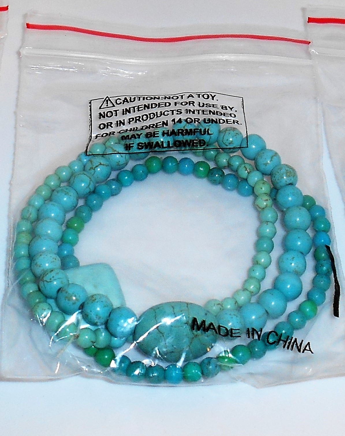 Bracelet Mix Stretch Magnesite Turquoise Mixed Color Shapes 6.5” Set Of 3