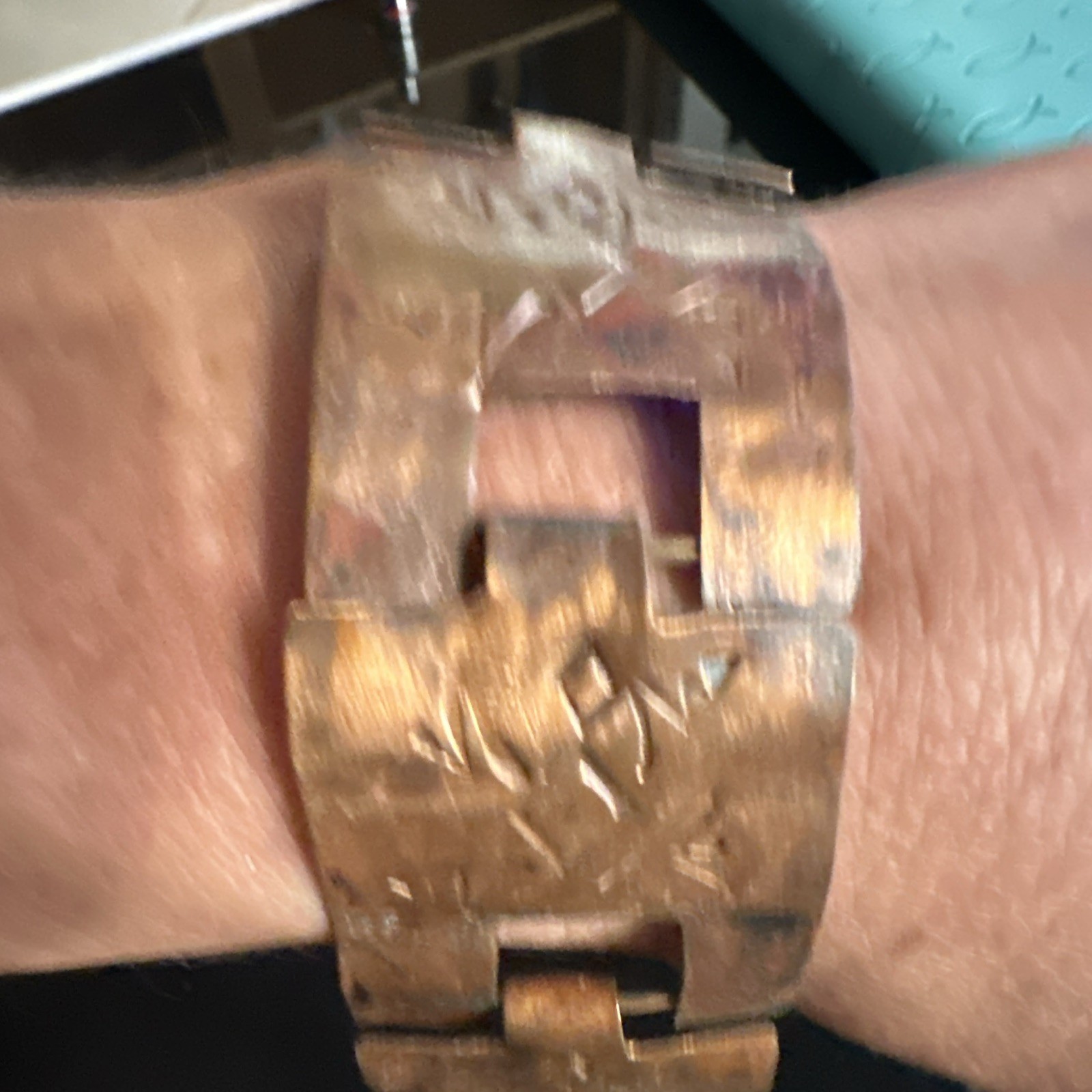 Vintage Native American Thunderbird Copper Panel Link Bracelet Hook Closure