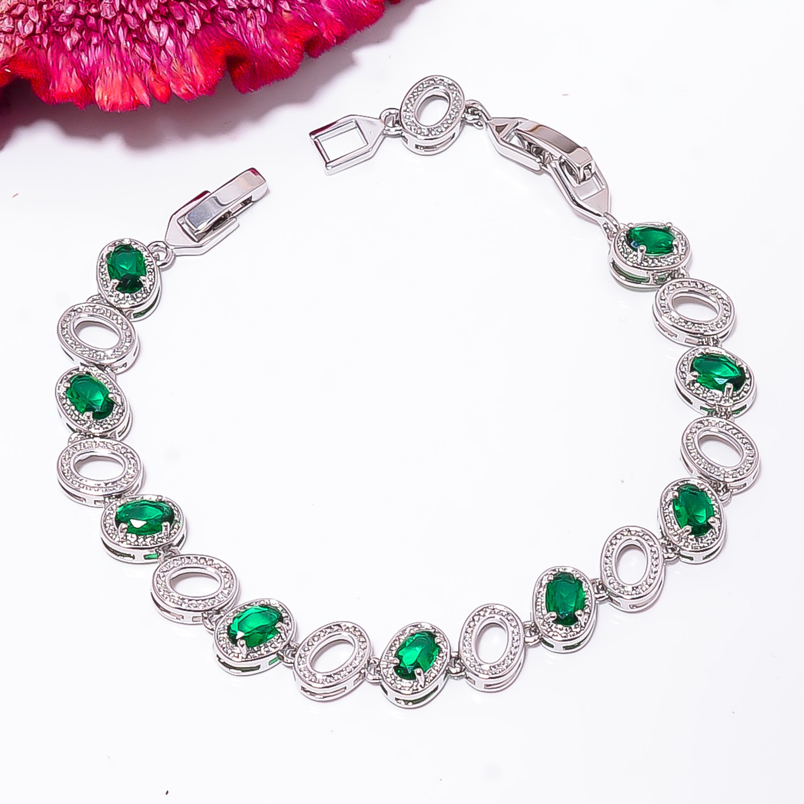 Chrome Diopside 925 Sterling Silver Adjustable Bracelet 7-8″ B13053