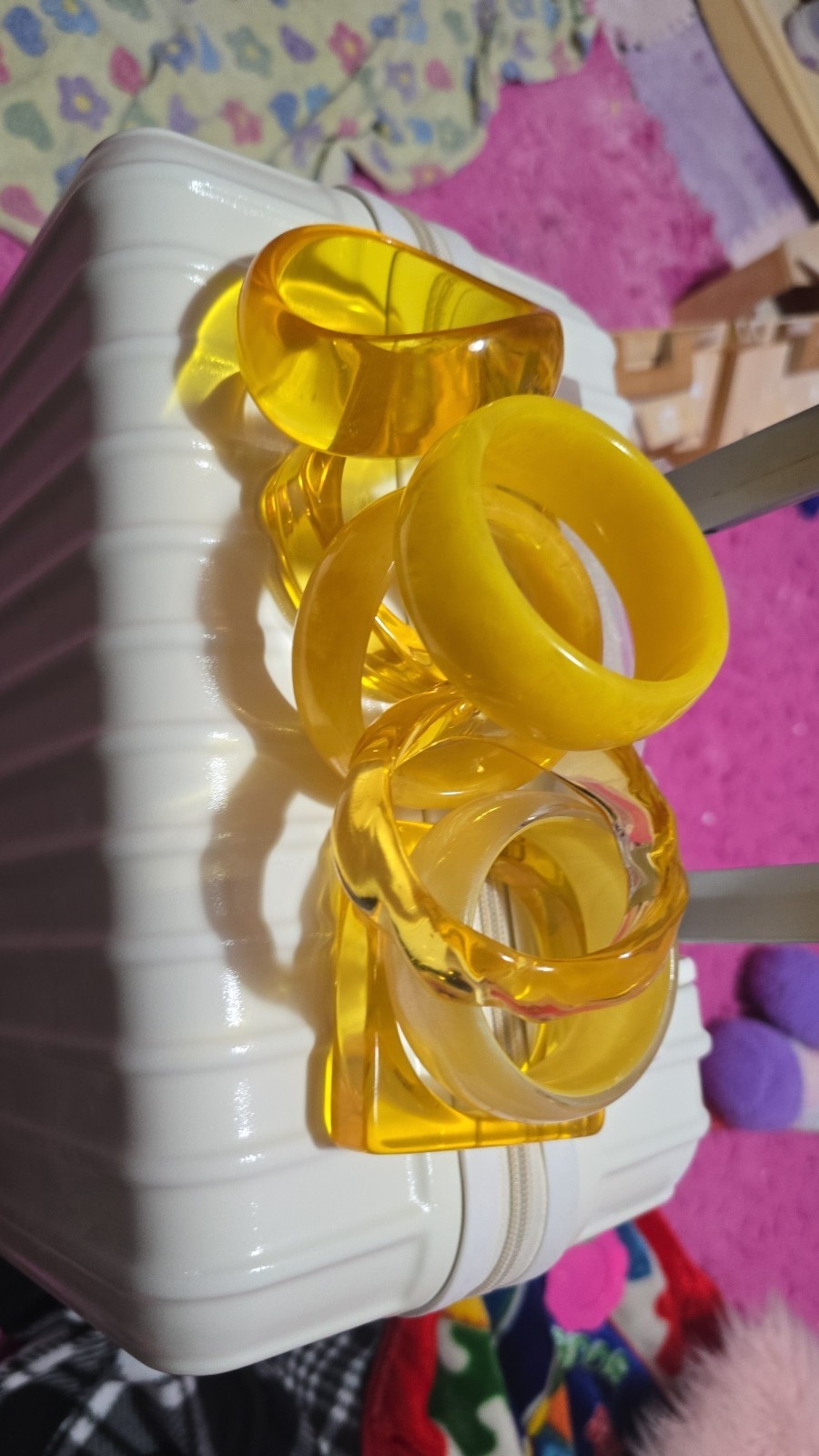 Sunny Yellow Resin Bangle Bracelet Set | Chunky Statement Acrylic Bangles Gift