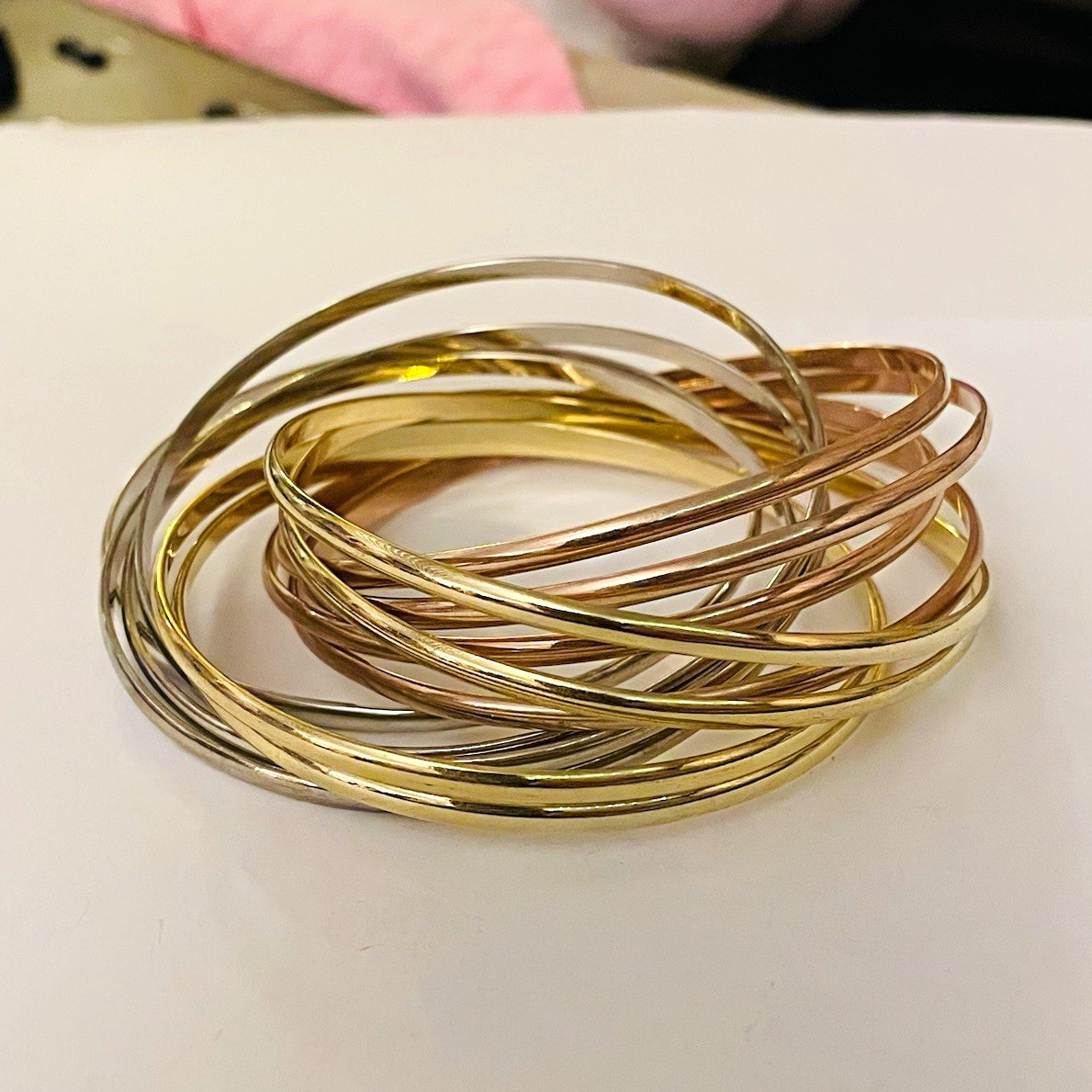 Set of 12 Intertwined Bangles Gold/Silver/Rose Gold
