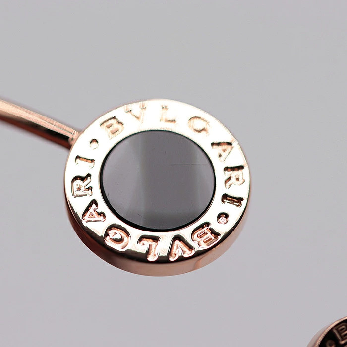 BVLGARI Bangle Diamond Onyx 18K K18PG Jewelry Bracelet Guarantee Card Included M