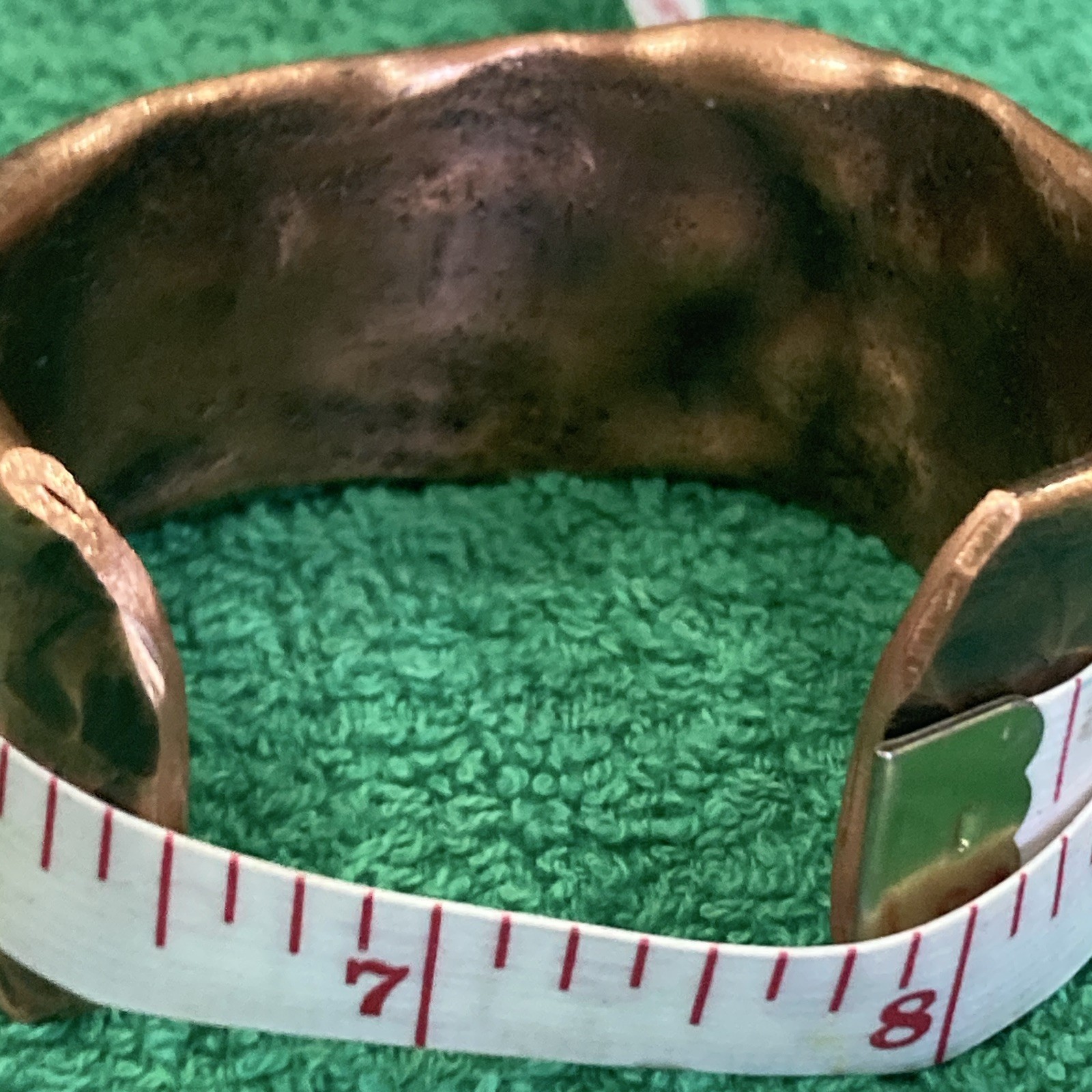 Wide Textured Copper Tone Open Cuff Bracelet, Adjustable.