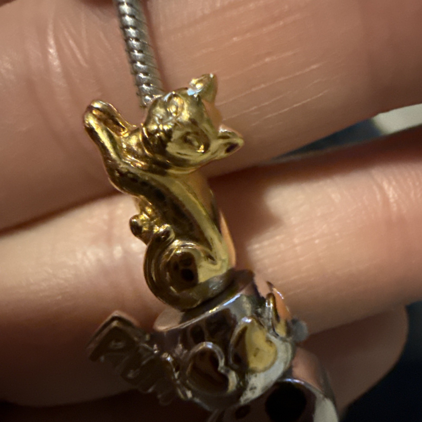 Bradford Exchange Cat Theme Charm Bracelet Gold/Silver Tone & Blue Purr Love