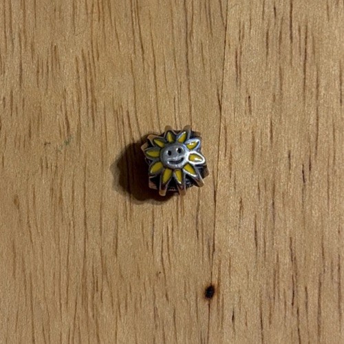 Pandora Smiling Sunshine Charm Yellow Enamel Silver Retired Signed 925 ALE