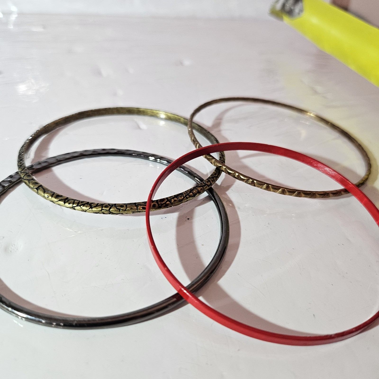 Gold Red Silver Metal Bangle Bracelet Set Round
