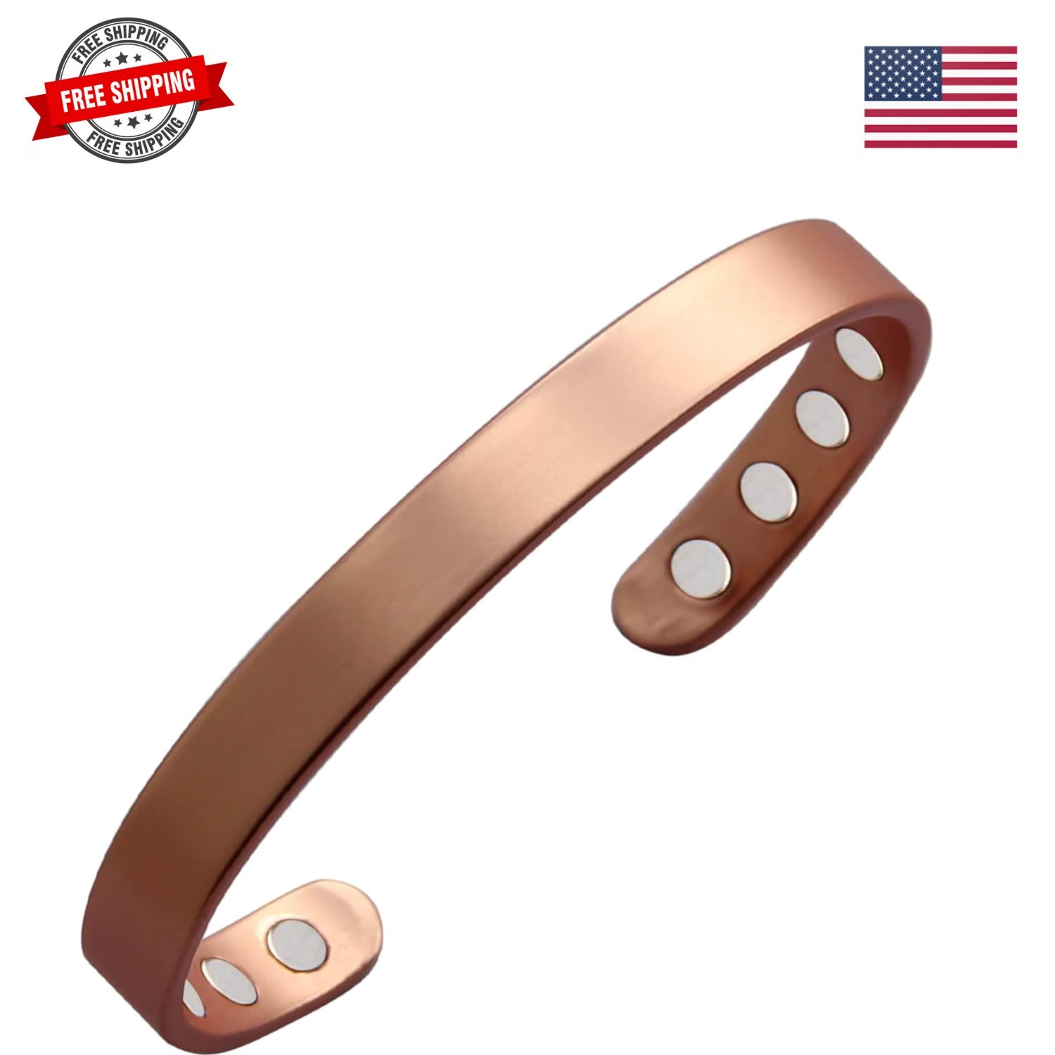 Copper Bracelet for Men and Women, 99.9% Pure Copper Magnetic Bangle with 8pc…
